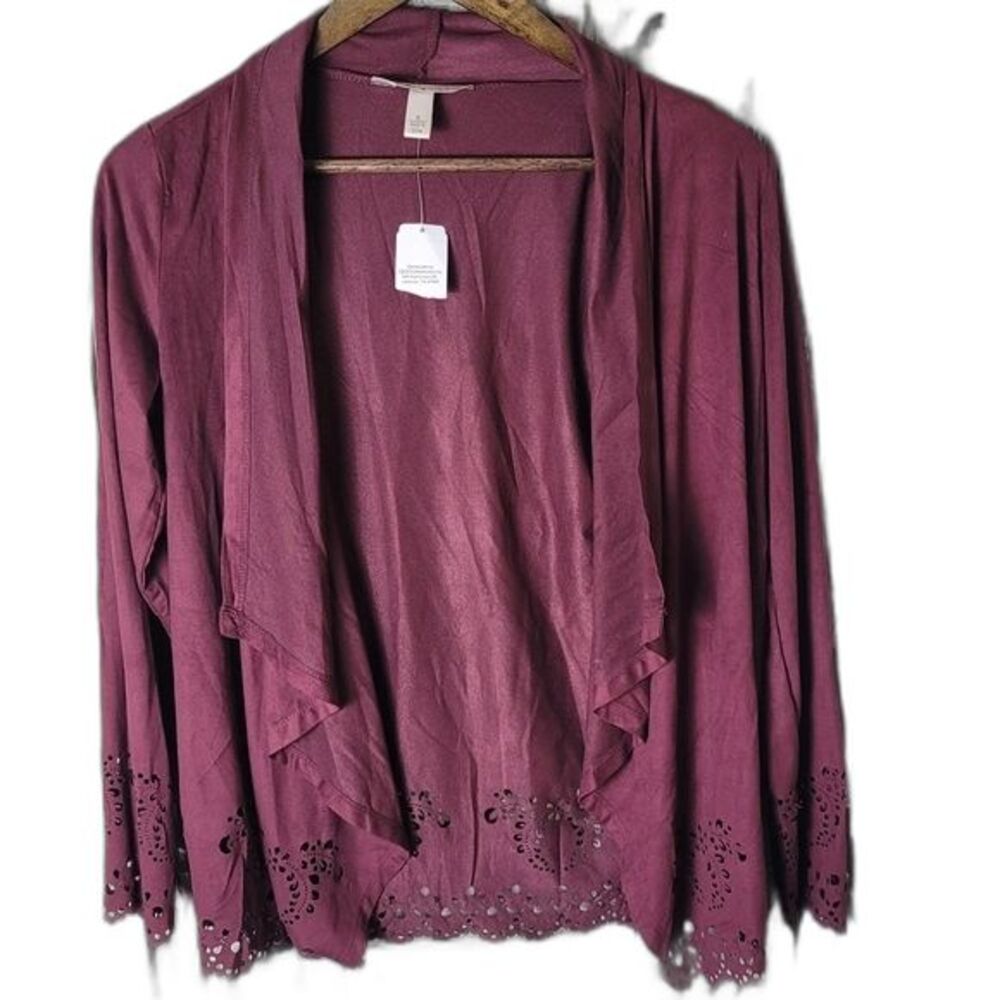 Krazy Kat Open Front Wine Cardigan